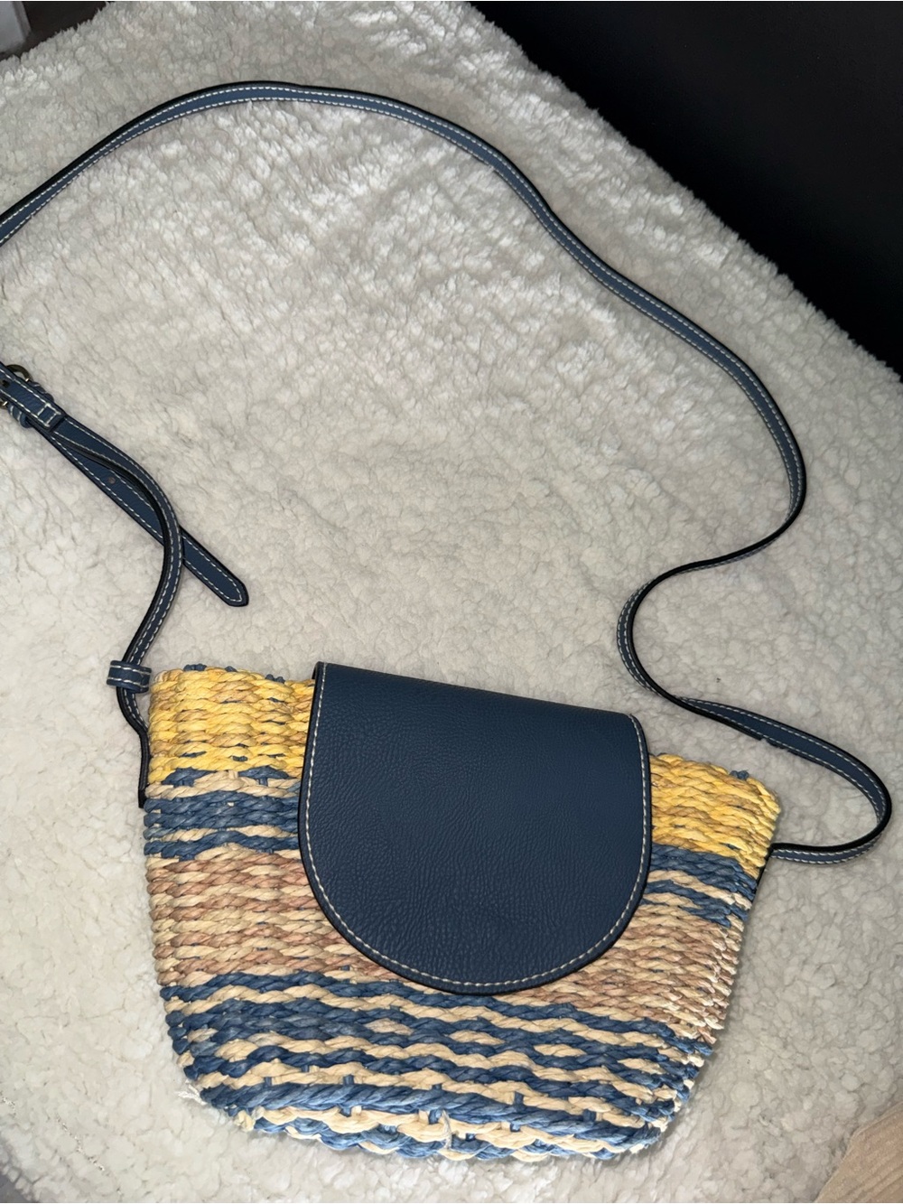 Universal Thread Navy Flap Multicolor Woven Crossbody